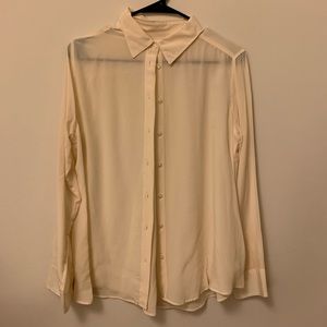 Uniqlo Cream 100% Silk Button Down